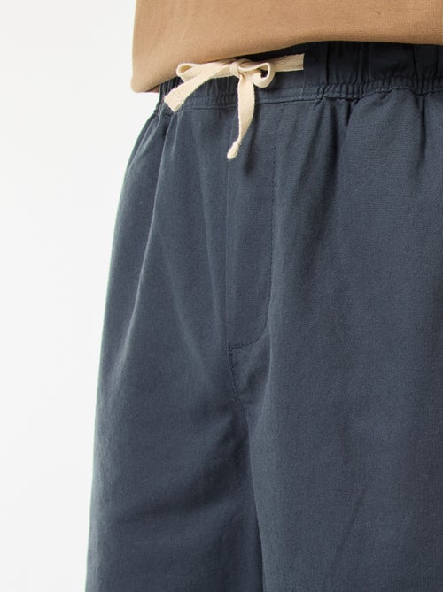 Bermuda uni en coton et lin - Kiabi