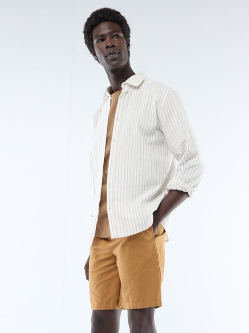 Bermuda uni en lin mélangé - Kiabi