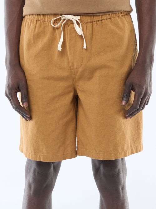 Bermuda uni en lin mélangé - Kiabi