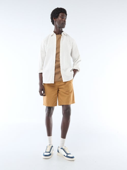 Bermuda uni en lin mélangé - Kiabi