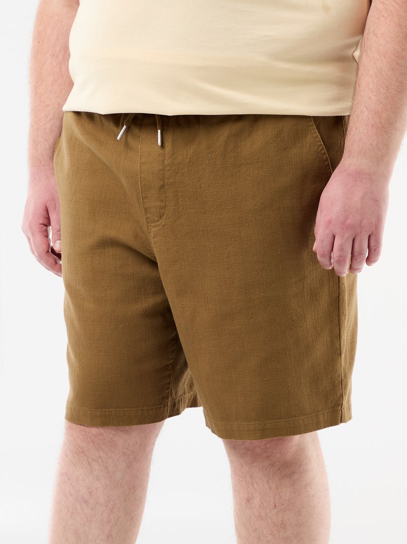 Bermuda uni en matière dobby Marron - Kiabi