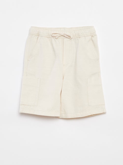 Bermuda uni en twill avec poches - Kiabi