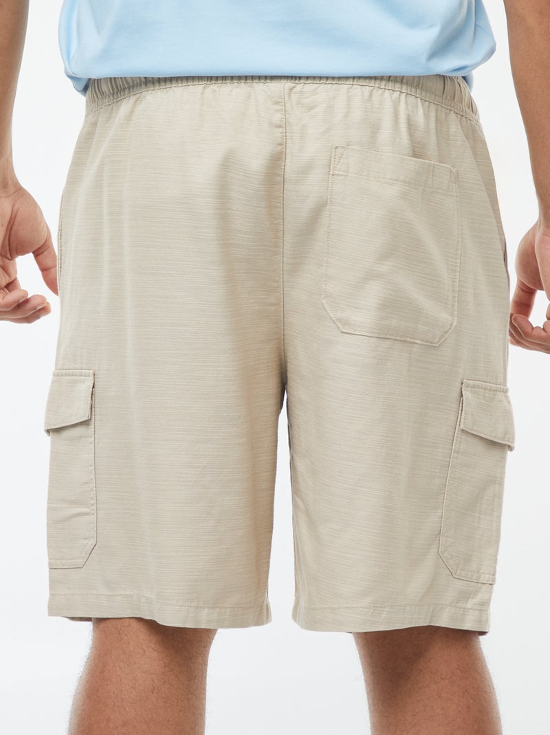 Bermuda uni en twill avec poches latérales Beige - Kiabi