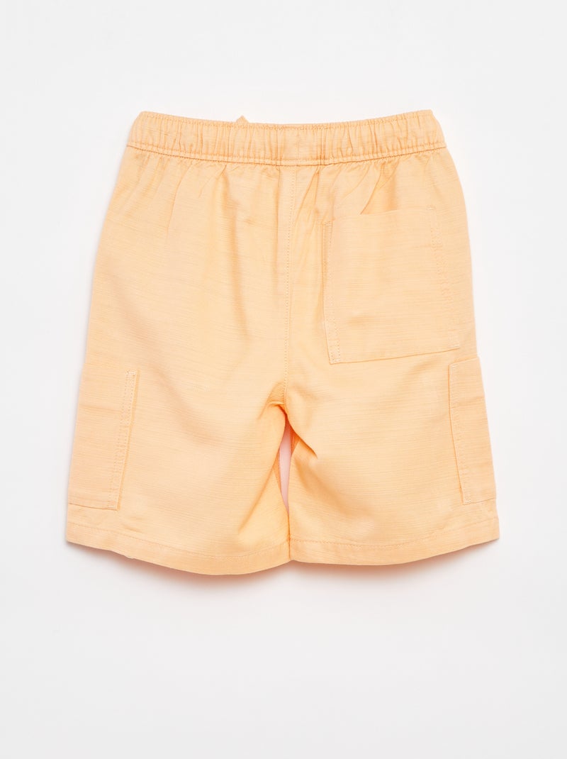 Bermuda uni en twill avec poches Orange - Kiabi