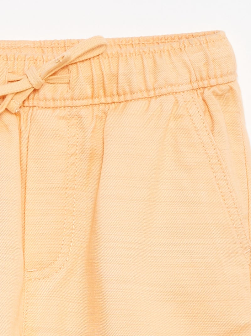 Bermuda uni en twill avec poches Orange - Kiabi