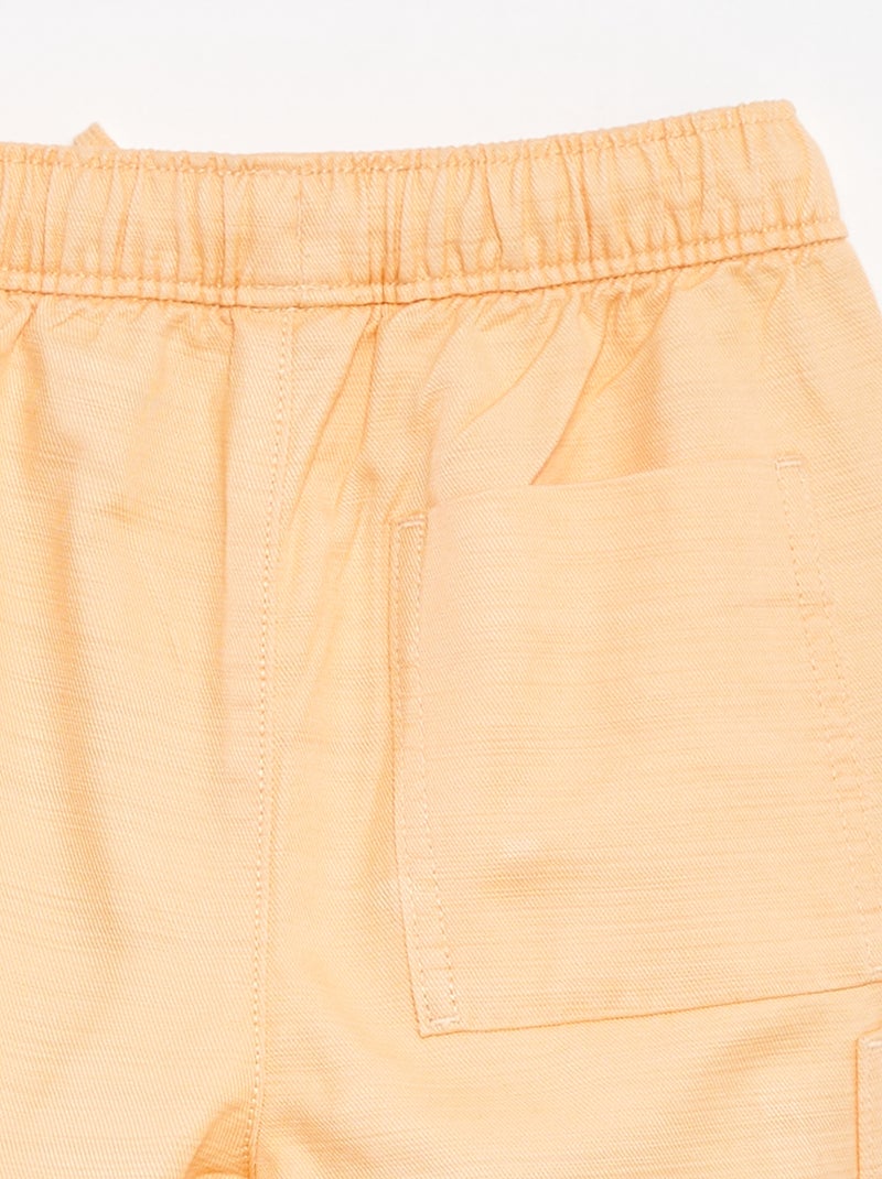 Bermuda uni en twill avec poches Orange - Kiabi