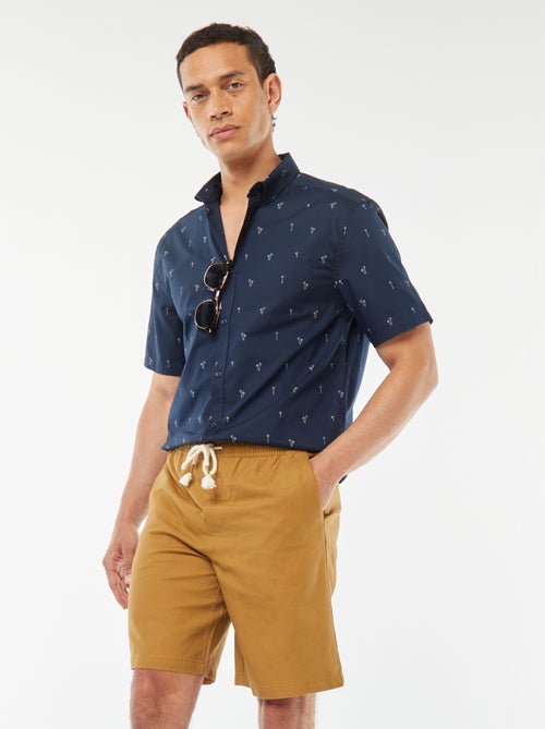 Bermuda uni taille élastiquée + cordons - Kiabi