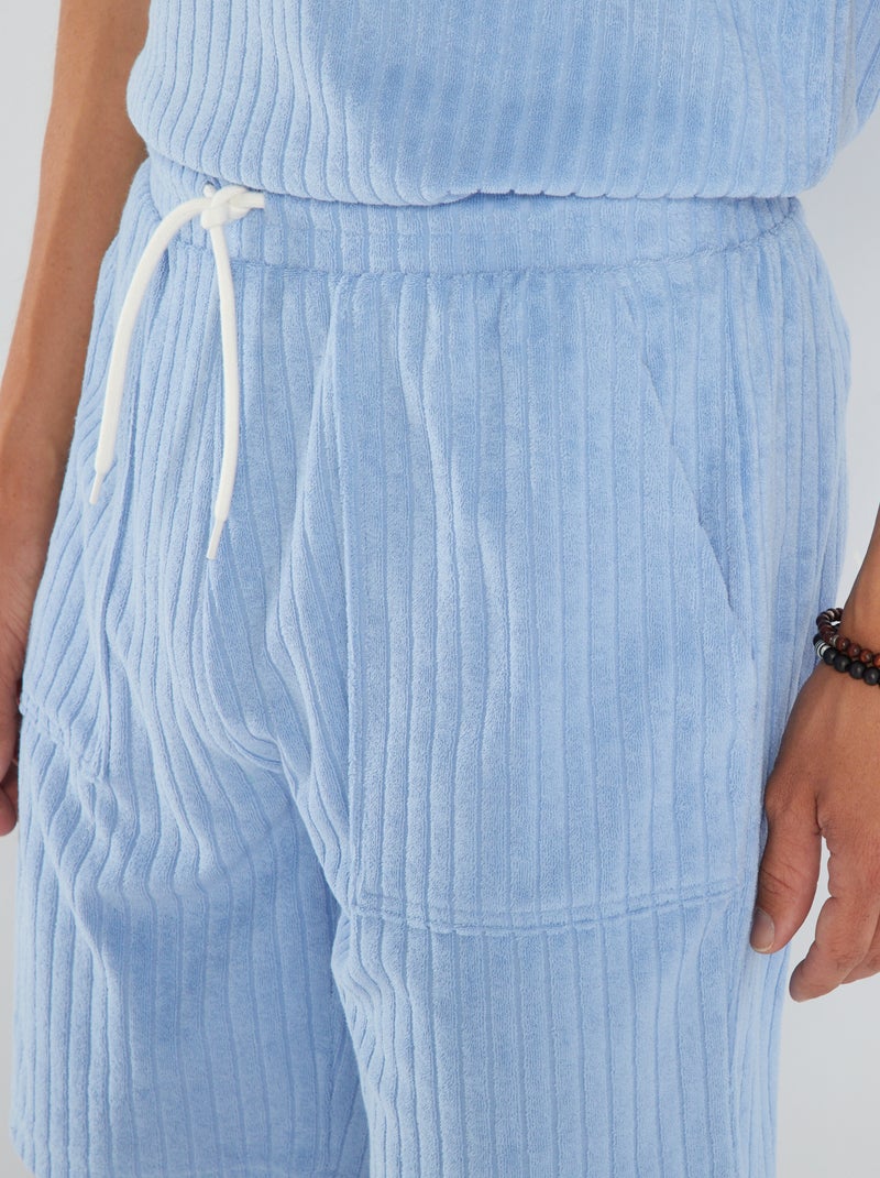 Luxe herenpyjama van badstof met boorden, ook in grote maten pyjama, 22 13 802, blauw, 50