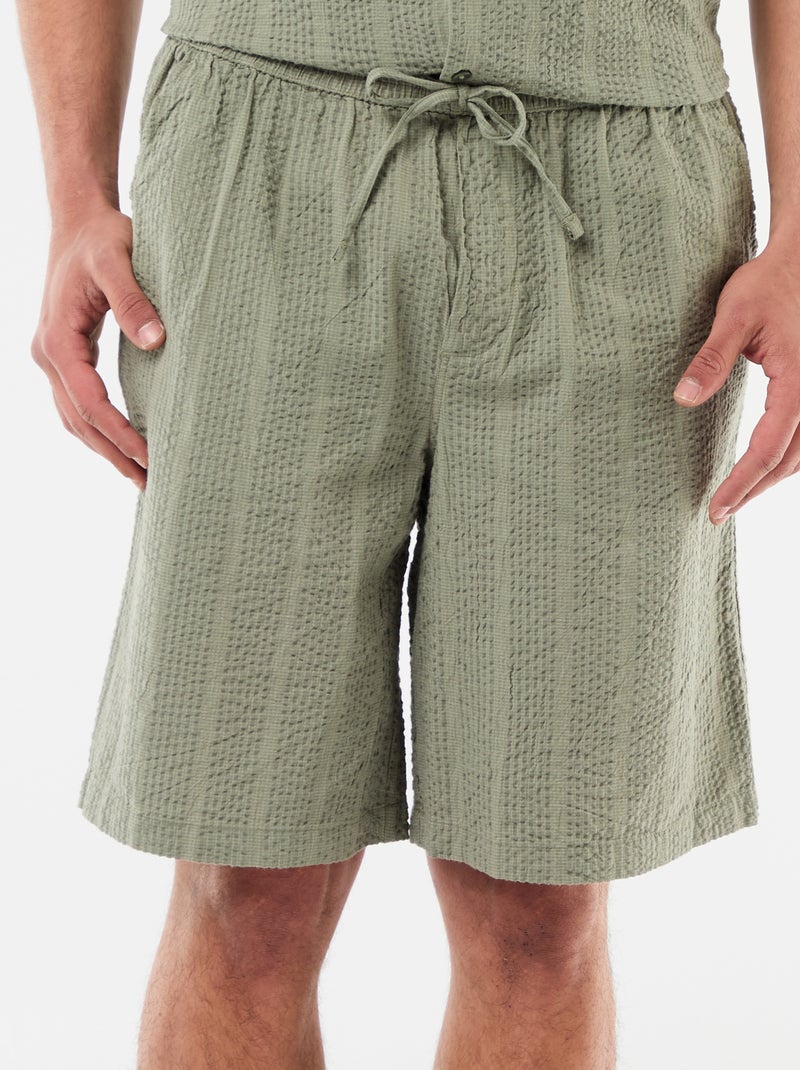 Bermuda van crêpestof Groen - Kiabi