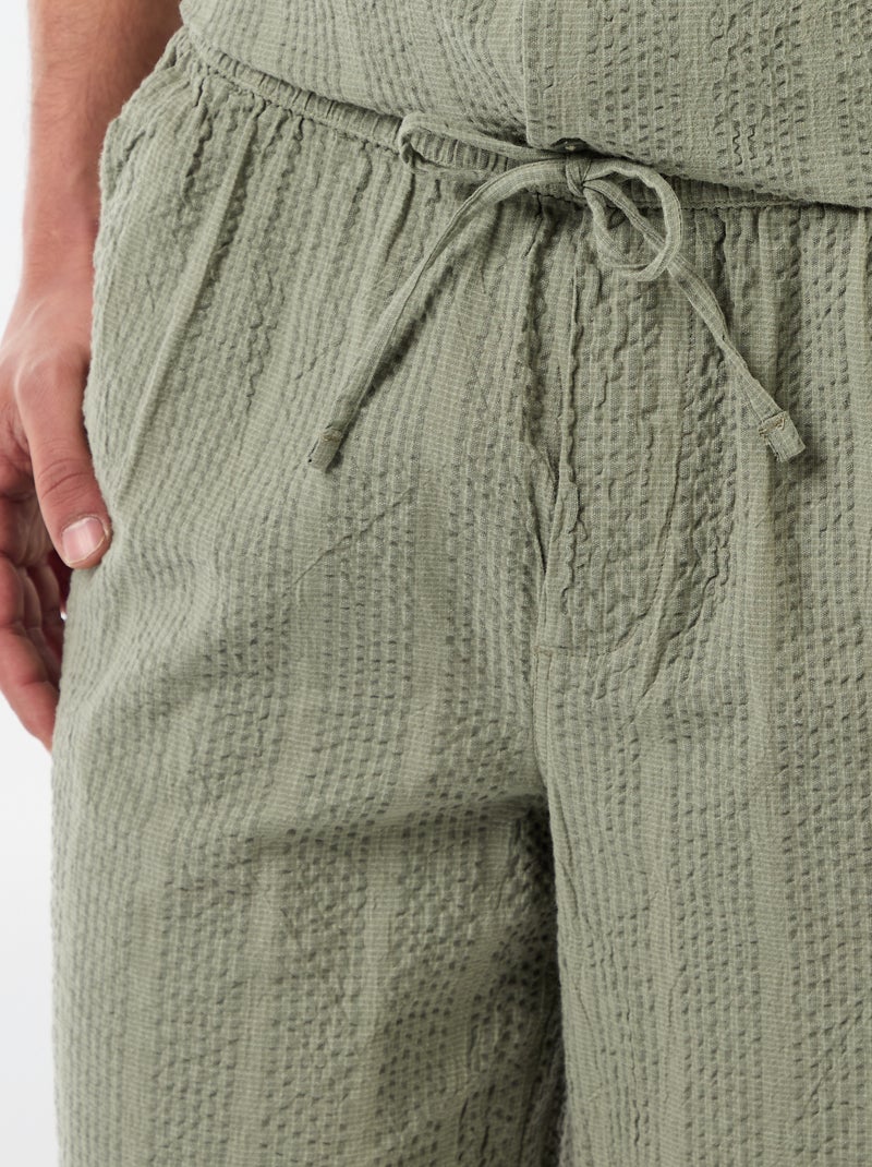 Bermuda van crêpestof Groen - Kiabi