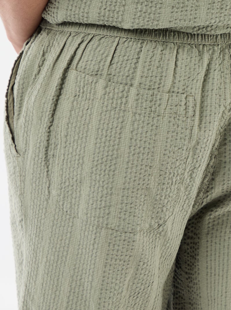 Bermuda van crêpestof Groen - Kiabi