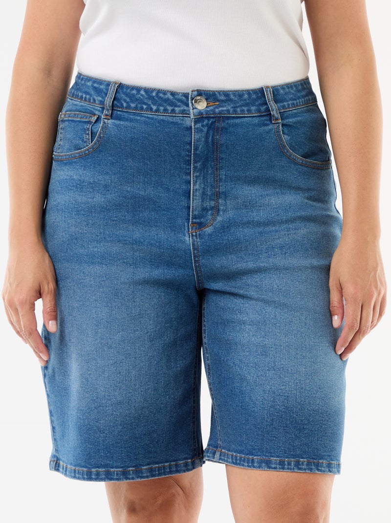 Bermuda van denim met hoge taille Blauw - Kiabi