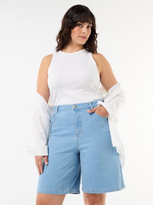Bermuda van denim met hoge taille - Kiabi