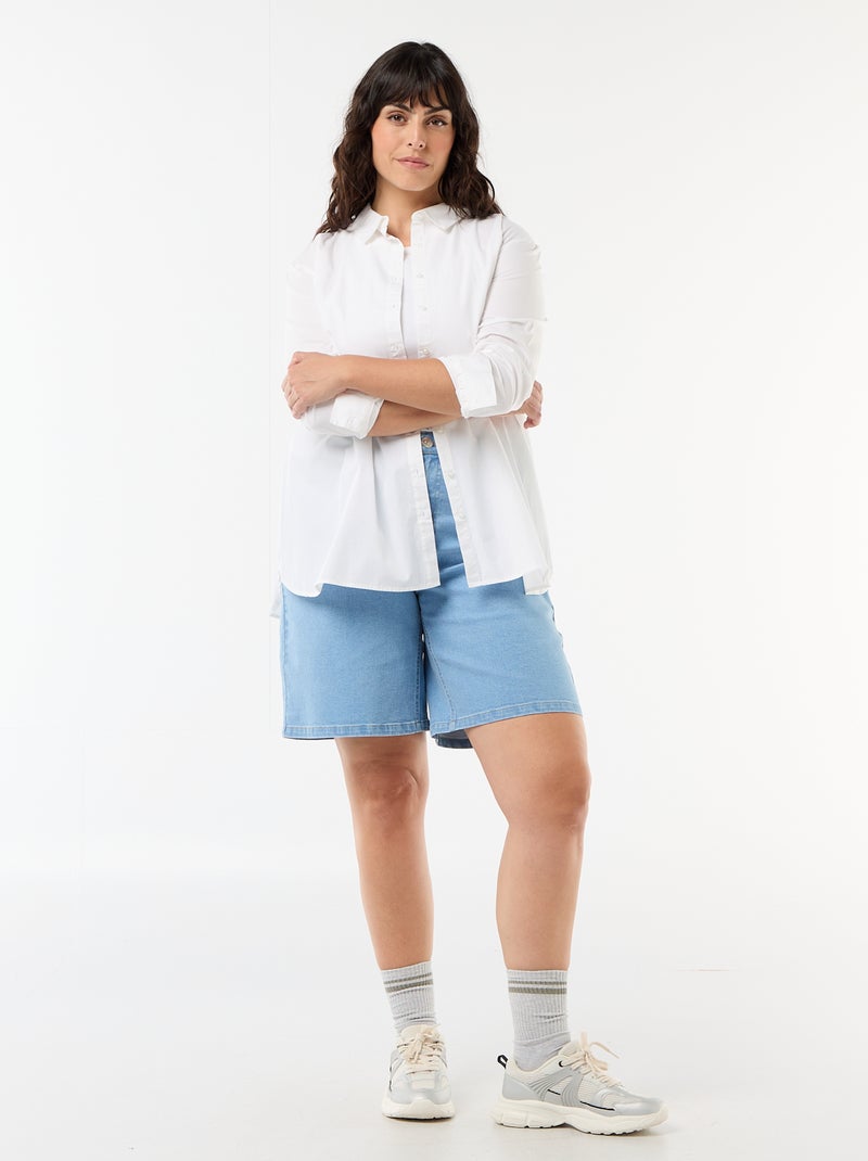 Bermuda van denim met hoge taille Blauw - Kiabi