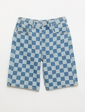 Bermuda van denim met ruitjes