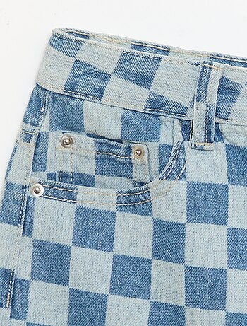 Bermuda van denim met ruitjes