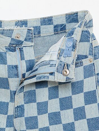Bermuda van denim met ruitjes