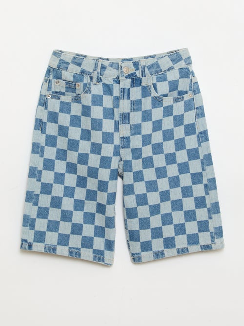 Bermuda van denim met ruitjes - Kiabi