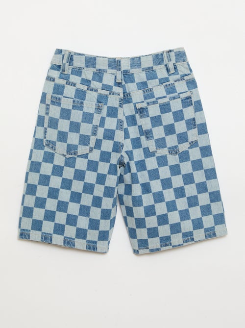 Bermuda van denim met ruitjes - Kiabi