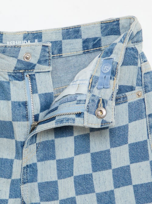 Bermuda van denim met ruitjes - Kiabi