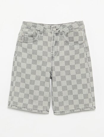 Bermuda van denim met ruitjes