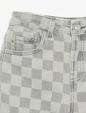 Bermuda van denim met ruitjes