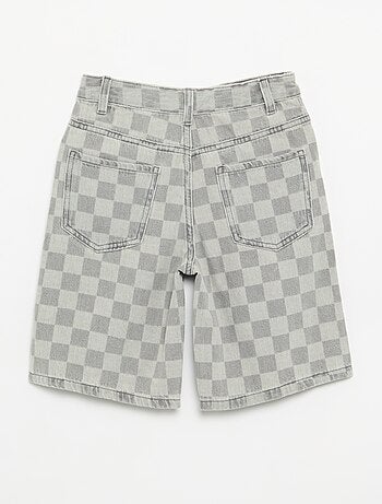 Bermuda van denim met ruitjes