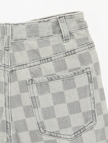 Bermuda van denim met ruitjes