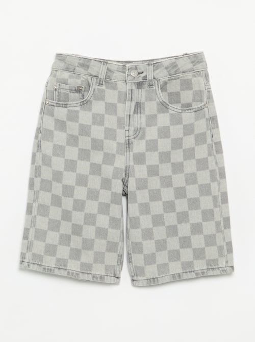 Bermuda van denim met ruitjes - Kiabi