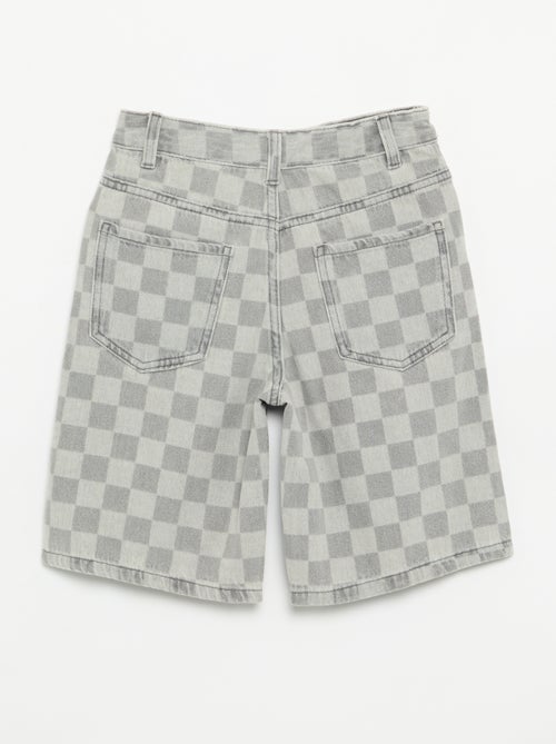 Bermuda van denim met ruitjes - Kiabi