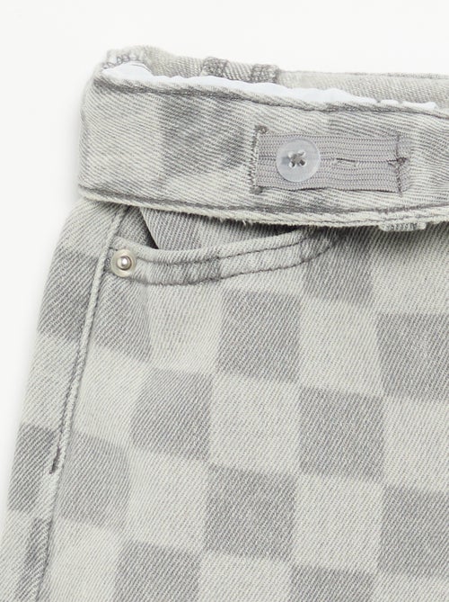 Bermuda van denim met ruitjes - Kiabi