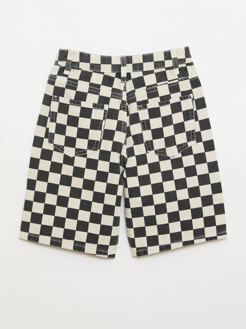 Bermuda van denim met ruitjes - Kiabi