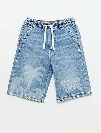 Bermuda van denim met trekkoordjes