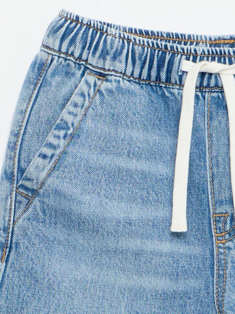 Bermuda van denim met trekkoordjes Blauw - Kiabi