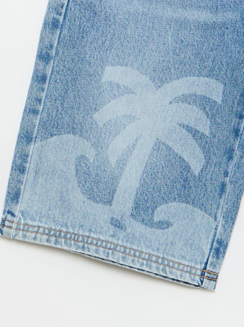 Bermuda van denim met trekkoordjes Blauw - Kiabi
