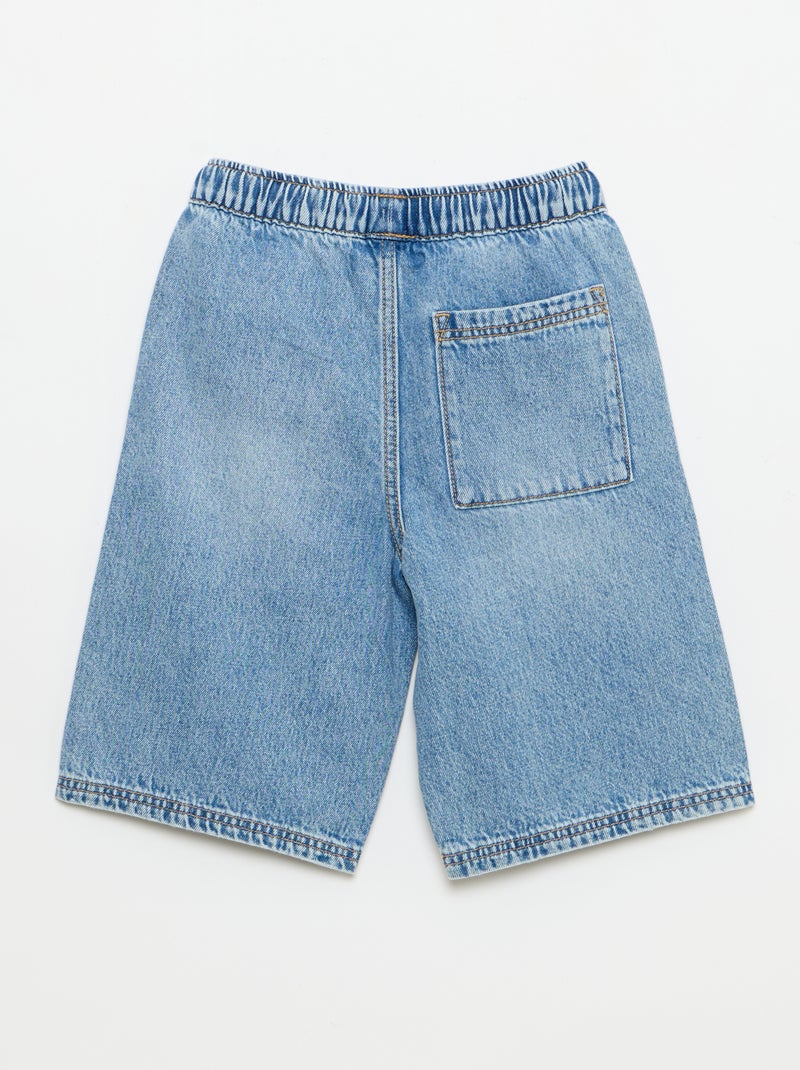 Bermuda van denim met trekkoordjes Blauw - Kiabi