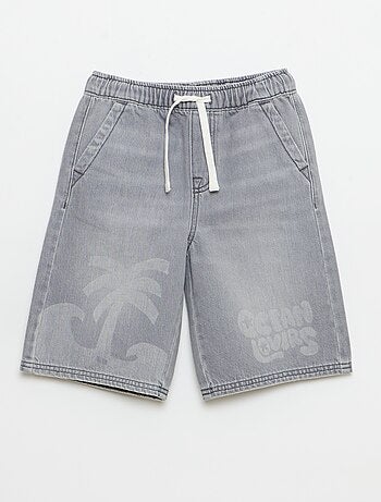 Bermuda van denim met trekkoordjes