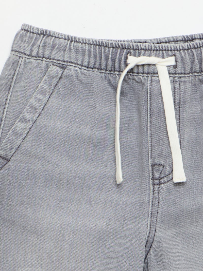 Bermuda van denim met trekkoordjes Grijs - Kiabi