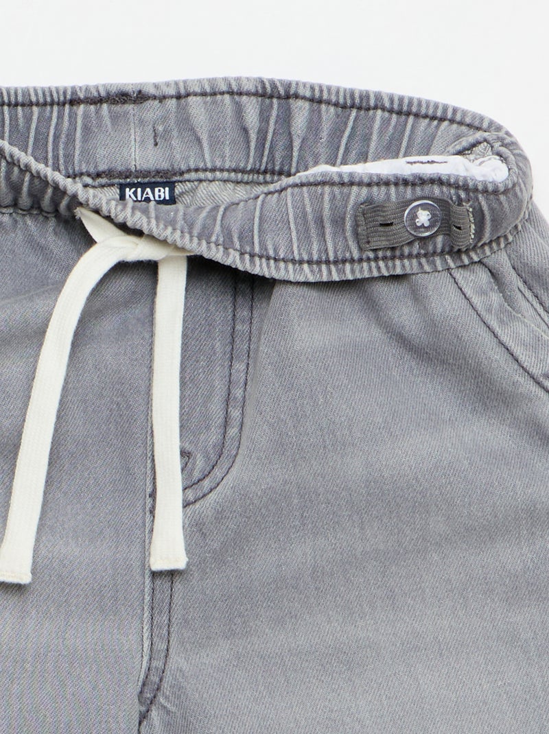 Bermuda van denim met trekkoordjes Grijs - Kiabi