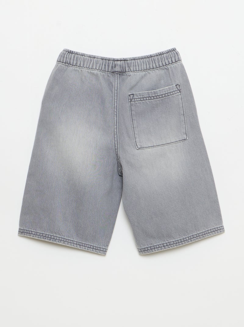 Bermuda van denim met trekkoordjes Grijs - Kiabi