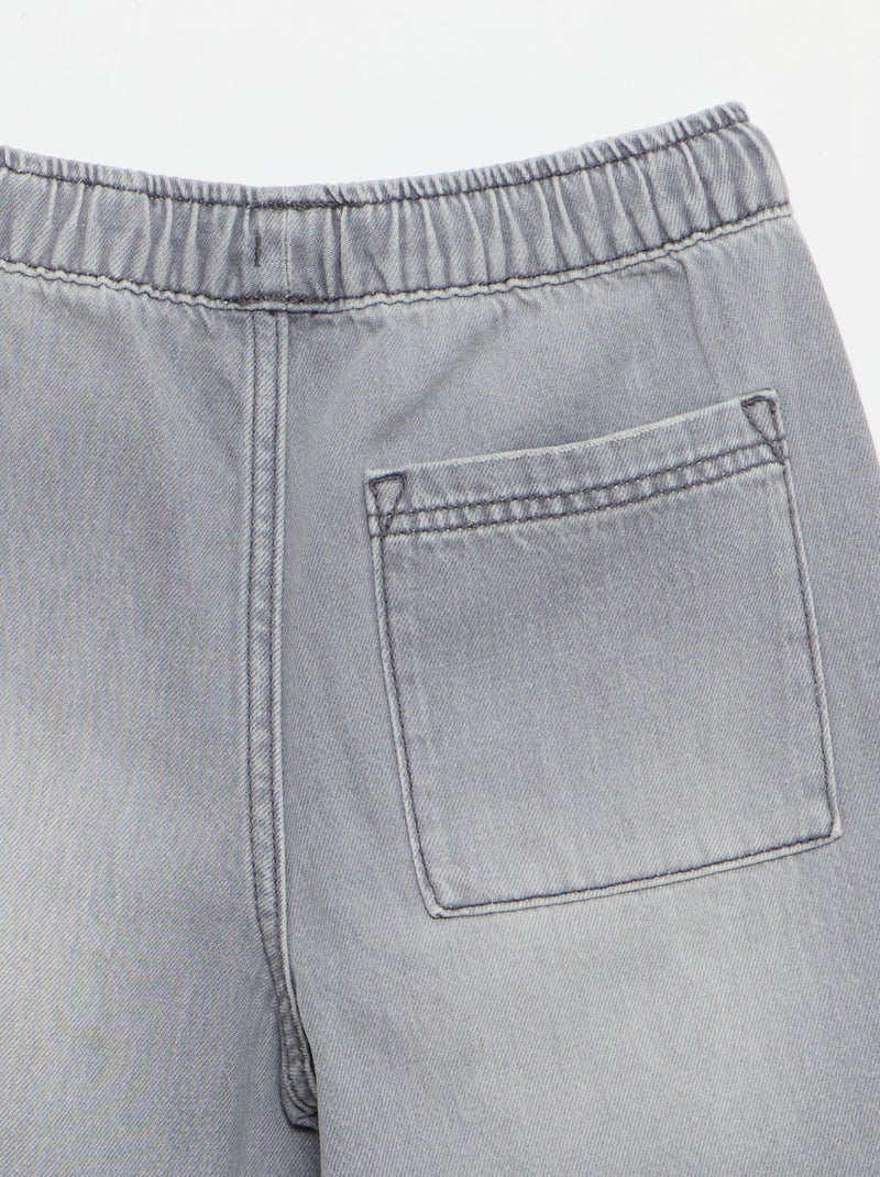 Bermuda van denim met trekkoordjes Grijs - Kiabi