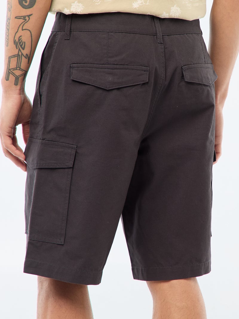 Bermuda van effen twill met meerdere zakken - chinomodel Grijs - Kiabi