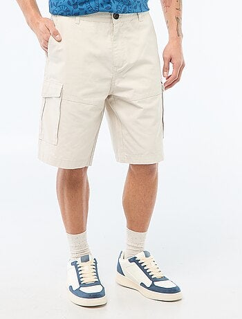 Bermuda van effen twill met meerdere zakken - chinomodel