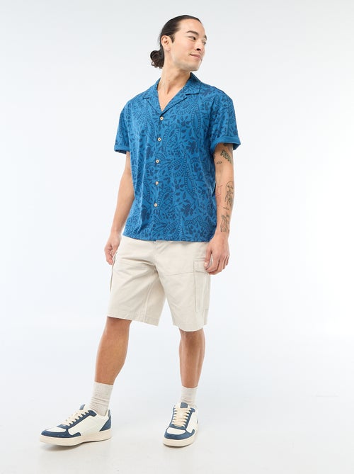 Bermuda van effen twill met meerdere zakken - chinomodel - Kiabi