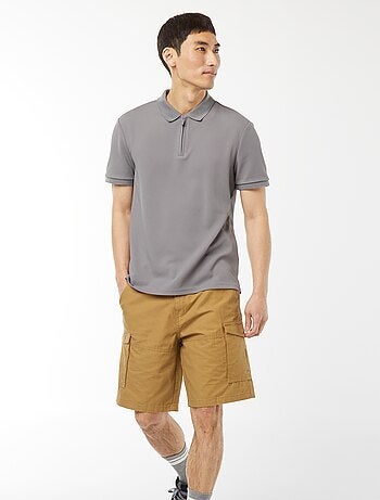Bermuda van effen twill met meerdere zakken - chinomodel