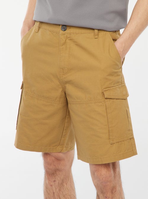 Bermuda van effen twill met meerdere zakken - chinomodel - Kiabi