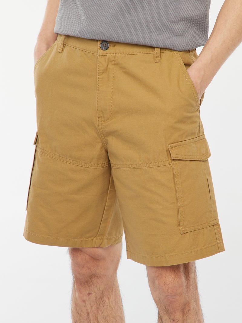 Bermuda van effen twill met meerdere zakken - chinomodel Groen - Kiabi