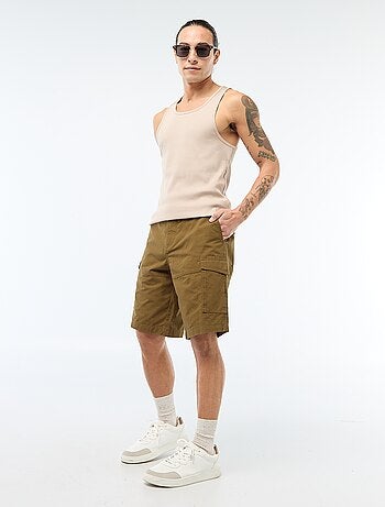 Bermuda van effen twill met meerdere zakken - chinomodel