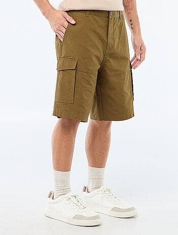 Bermuda van effen twill met meerdere zakken - chinomodel