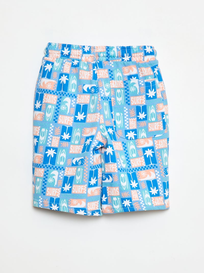 Bermuda van french terry met print Blauw - Kiabi